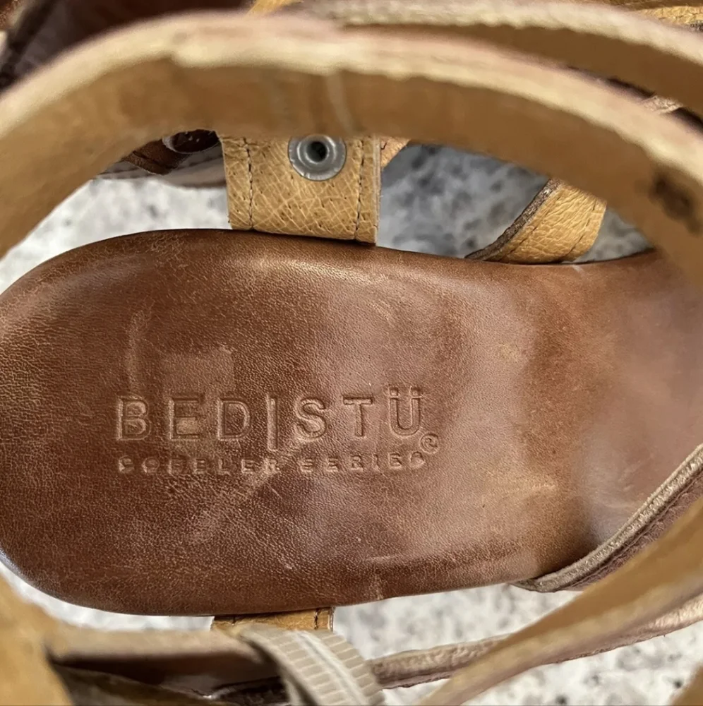 SOLD Bed Stu Juliana Tan Rustic Genuine Leather Strappy Sandals Sz 10 - Picture 13 of 14